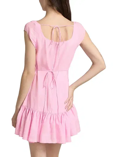 AZEEZA Women's Art Raw Silk Ruffle Minidress - Cherry Blossom - Size XL | Thumbnail 5