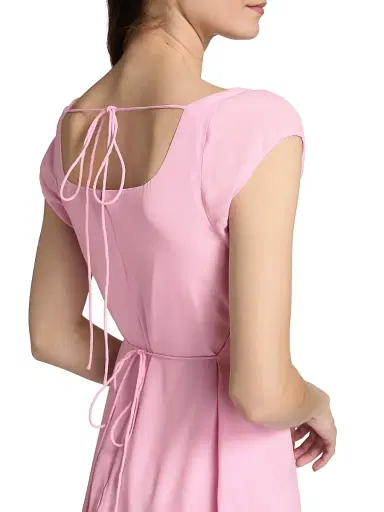 AZEEZA Women's Art Raw Silk Ruffle Minidress - Cherry Blossom - Size XL | Thumbnail 6