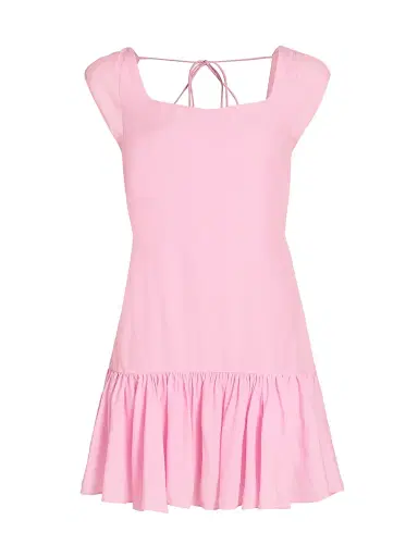 AZEEZA Women's Art Raw Silk Ruffle Minidress - Cherry Blossom - Size XL | Thumbnail 1