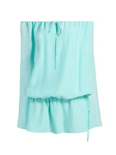 AZEEZA Women's Elina Off-The-Shoulder Chiffon Minidress - Aquamarine - Size Large | Thumbnail 1
