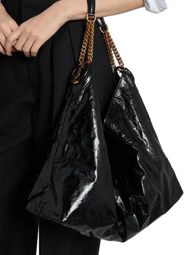 Saint Laurent Women's Hortense Hobo Bag in Shiny Leather - Black | Thumbnail 2