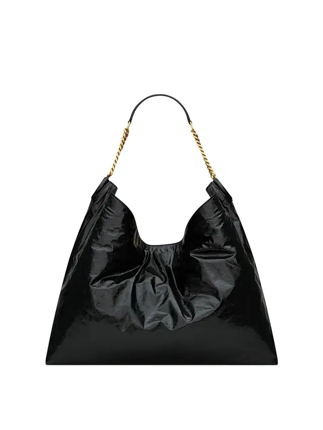 Saint Laurent Women's Hortense Hobo Bag in Shiny Leather - Black