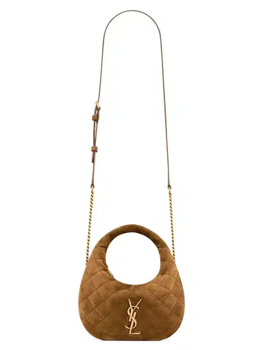 Saint Laurent Women's Icarino Mini Top Handle Bag in Quilted Suede - Caramel Cognac | Thumbnail 1