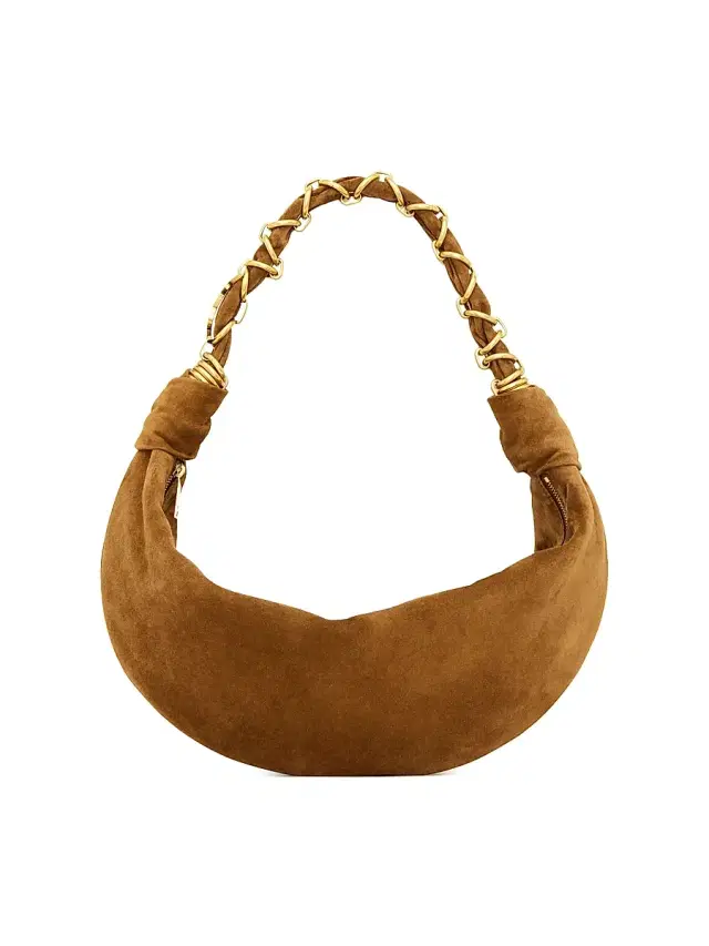 Women's Amalia Hobo Top Handle Bag in Suede - Caramel Cognac