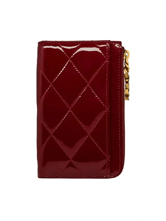 Saint Laurent Women's Cassandre Bijou Zip Card Case in Patent Leather - Grenade