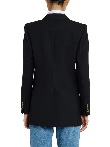 Saint Laurent Women's Double-Breasted Jacket in Wool Gabardine - Marine Fonce - Size 2 | Thumbnail 5