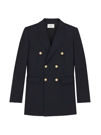 Saint Laurent Women's Double-Breasted Jacket in Wool Gabardine | Thumbnail 1 Saint Laurent Women's Double-Breasted Jacket in Wool Gabardine | Thumbnail 1