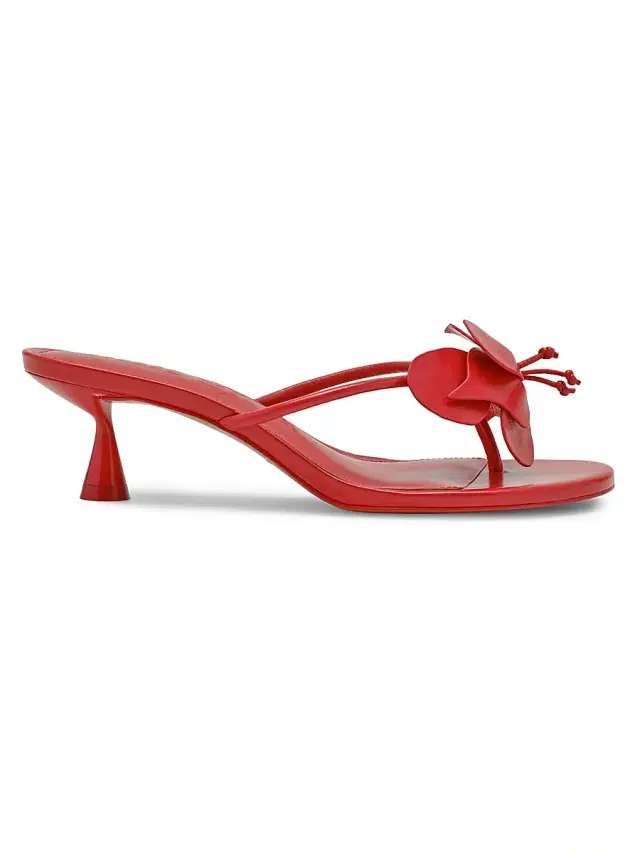 Cult Gaia Women's Addison 55MM Leather Kitten-Heel Sandals - Vermilion