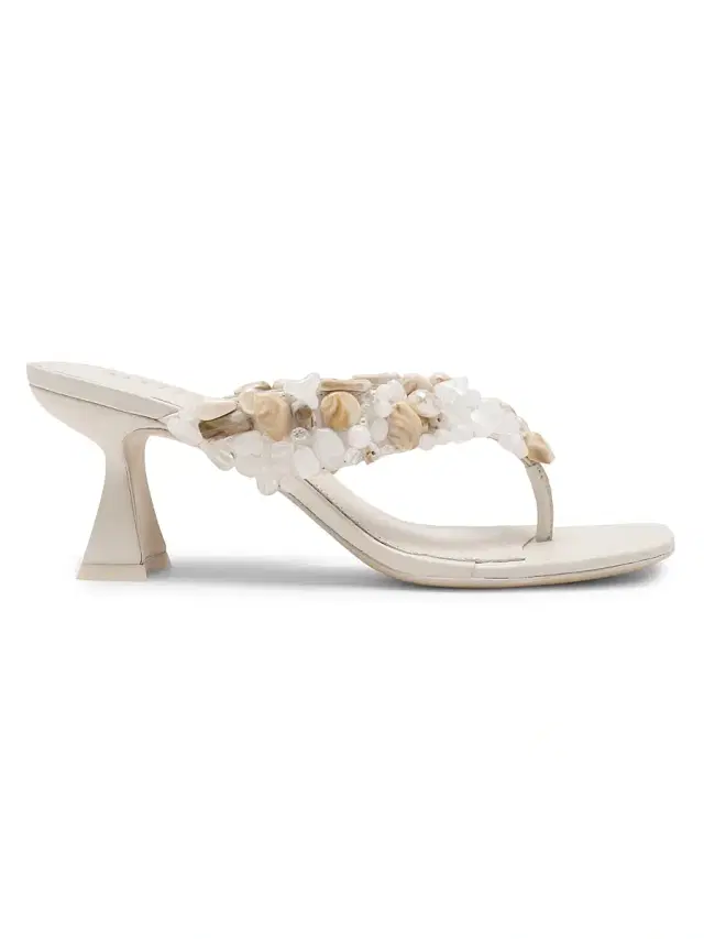Cult Gaia Women's Abi 65MM Embellised Leather Thong Sandals - Antique White