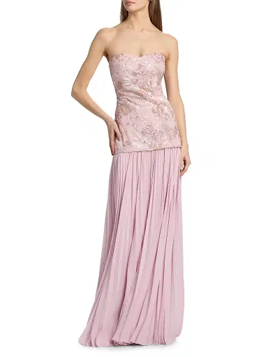 BADGLEY MISCHKA Women's Beaded Drop Waist Strapless Gown - Blush Multi - Size 16 | Thumbnail 2 BADGLEY MISCHKA Women's Beaded Drop Waist Strapless Gown - Blush Multi - Size 16 | Thumbnail 2