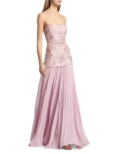 BADGLEY MISCHKA Women's Beaded Drop Waist Strapless Gown - Blush Multi - Size 16 | Thumbnail 4 BADGLEY MISCHKA Women's Beaded Drop Waist Strapless Gown - Blush Multi - Size 16 | Thumbnail 4