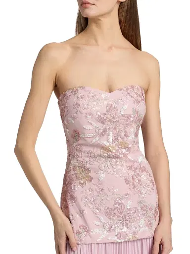 BADGLEY MISCHKA Women's Beaded Drop Waist Strapless Gown - Blush Multi - Size 16 | Thumbnail 6 BADGLEY MISCHKA Women's Beaded Drop Waist Strapless Gown - Blush Multi - Size 16 | Thumbnail 6