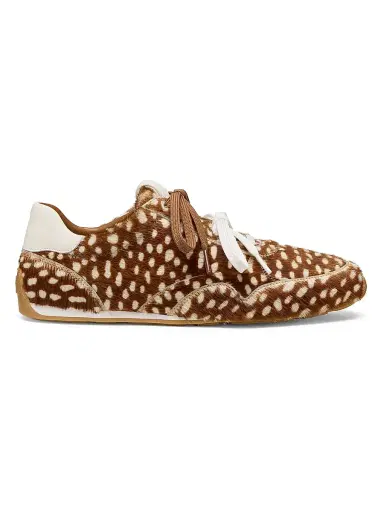 Stuart Weitzman Women's Bond Sport Deerskin Calf Hair Low-Top Sneakers - Brown And White - Size 6 | Thumbnail 1