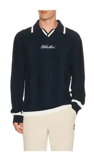 Khalhon V Tipped Varsity Knit Pullover Polo | Thumbnail 6