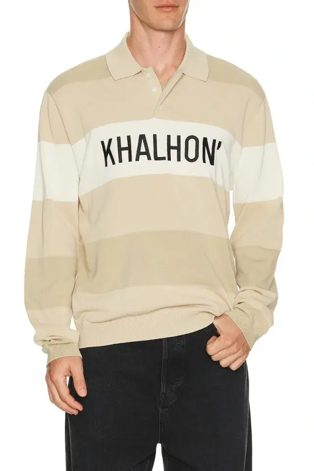 Khalhon Coastal Stripe Knit Polo Jacket
