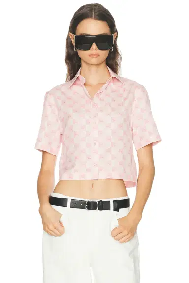 Burberry Abby Short Sleeve Cropped Shirt | Thumbnail 1 Burberry Abby Short Sleeve Cropped Shirt | Thumbnail 1
