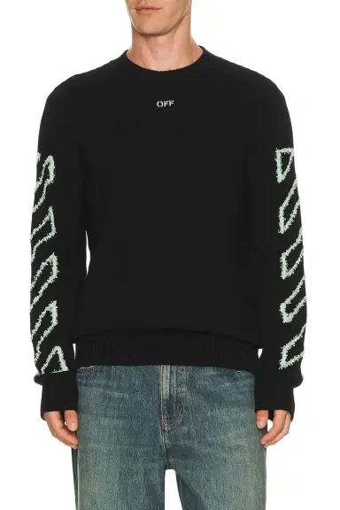 Off-White Fuzzy Knit Crew Neck Sweater | Thumbnail 2 Off-White Fuzzy Knit Crew Neck Sweater | Thumbnail 2