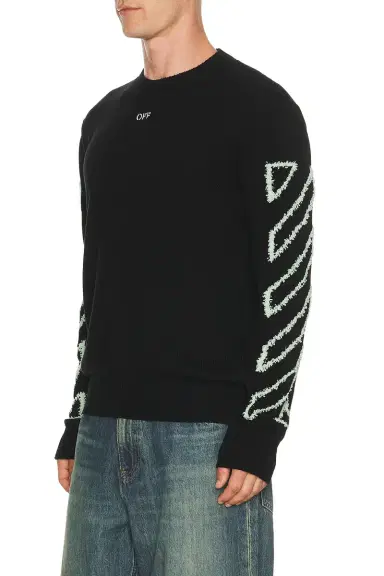 Off-White Fuzzy Knit Crew Neck Sweater | Thumbnail 3 Off-White Fuzzy Knit Crew Neck Sweater | Thumbnail 3