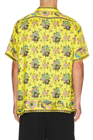 vowels Short Sleeve Silk Shirt | Thumbnail 2
