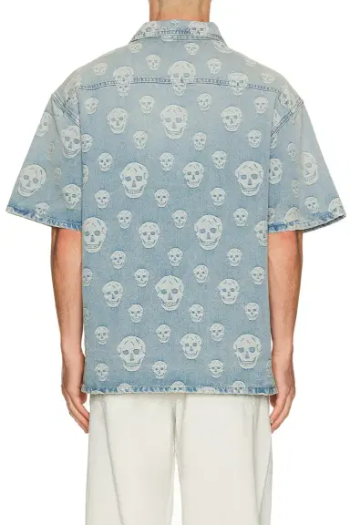Alexander McQueen Denim Camp Collar Shirt | Thumbnail 2 Alexander McQueen Denim Camp Collar Shirt | Thumbnail 2