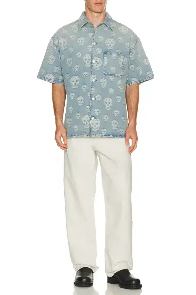 Alexander McQueen Denim Camp Collar Shirt | Thumbnail 3 Alexander McQueen Denim Camp Collar Shirt | Thumbnail 3