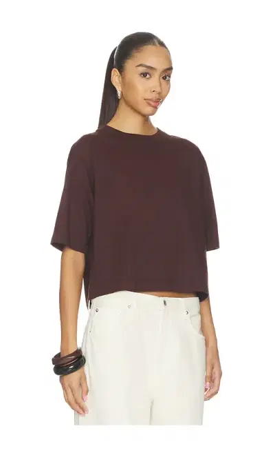 Enza Costa Short Sleeve Supima Structured Tee | Thumbnail 2 Enza Costa Short Sleeve Supima Structured Tee | Thumbnail 2