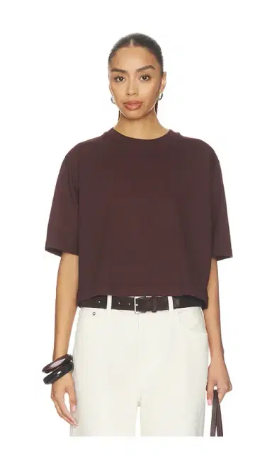 Enza Costa Short Sleeve Supima Structured Tee | Thumbnail 1 Enza Costa Short Sleeve Supima Structured Tee | Thumbnail 1
