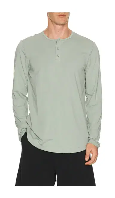 Cuts Curve Hem Long Sleeve Henley | Thumbnail 1
