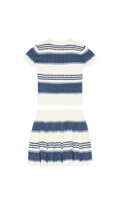Polo Ralph Lauren Short Sleeve Cotton Mini Cable Knit Striped Shirt With Skirt | Thumbnail 2