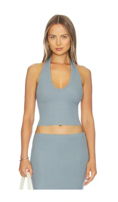 ÉTERNE Butter Rib Halter Top | Thumbnail 1
