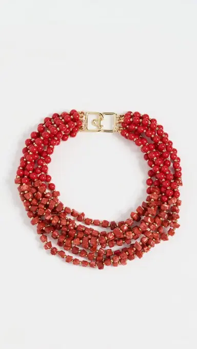 KENNETH JAY LANE Dark Coral Chip Neck Dark Coral One Size | Thumbnail 2