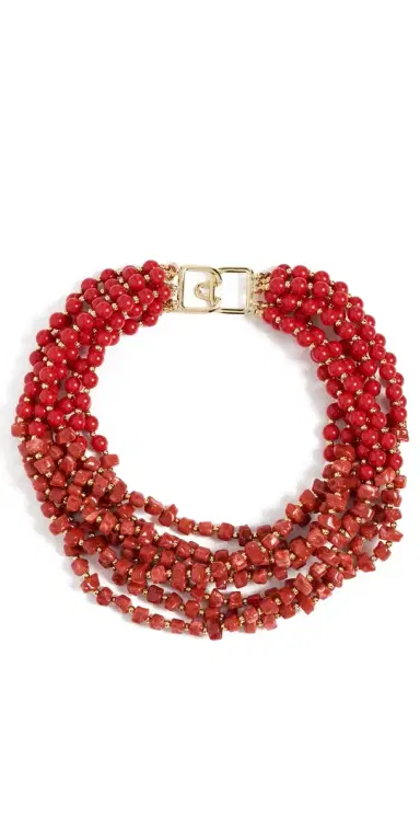KENNETH JAY LANE Dark Coral Chip Neck Dark Coral One Size | Thumbnail 1