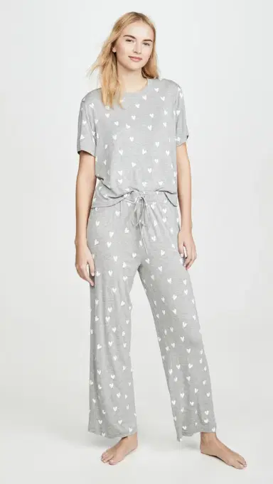 HONEYDEW All American PJ Set Heather Grey Hearts | Thumbnail 2 HONEYDEW All American PJ Set Heather Grey Hearts | Thumbnail 2