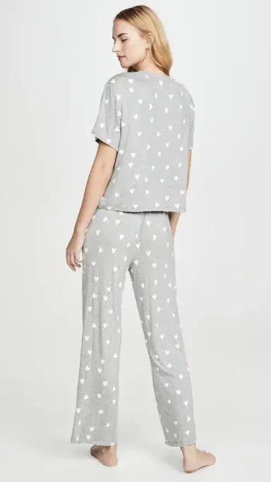 HONEYDEW All American PJ Set Heather Grey Hearts | Thumbnail 3 HONEYDEW All American PJ Set Heather Grey Hearts | Thumbnail 3