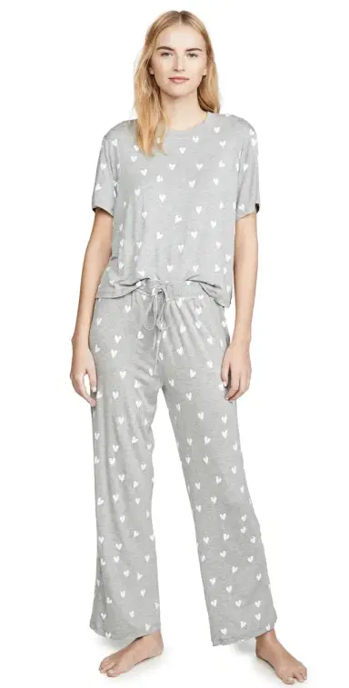 HONEYDEW All American PJ Set Heather Grey Hearts | Thumbnail 1 HONEYDEW All American PJ Set Heather Grey Hearts | Thumbnail 1