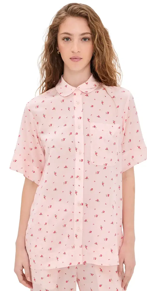 Prim Short Sleeve Silk Shirt Blush