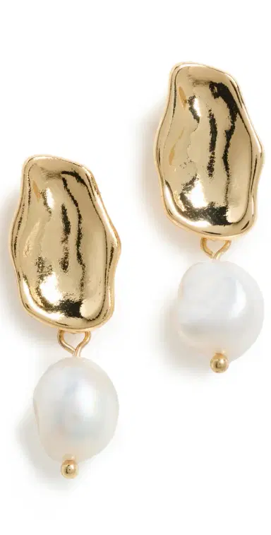 KENNETH JAY LANE Fresh Water Pierced Earrings Gold/Freshwater Pearl One Size | Thumbnail 1