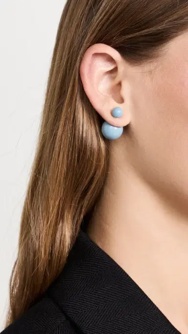 SHASHI Double Ball Earrings French Blue Blue One Size | Thumbnail 3