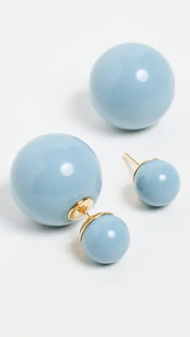 SHASHI Double Ball Earrings French Blue Blue One Size | Thumbnail 4