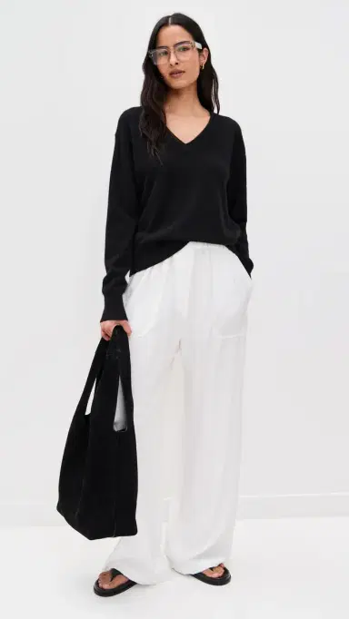 White + Warren Cashmere V Neck Pullover | Thumbnail 5 White + Warren Cashmere V Neck Pullover | Thumbnail 5