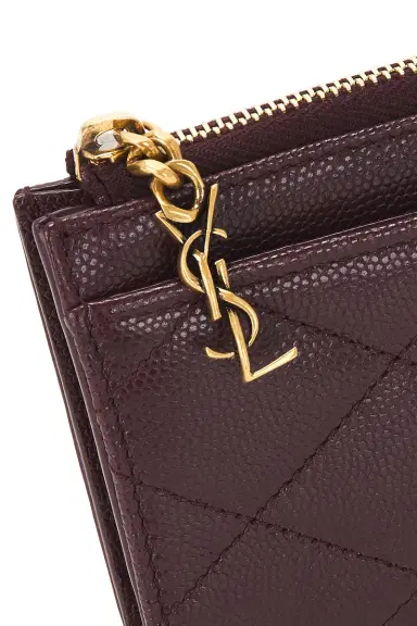 Saint Laurent Grain De Poudre Matelasse Zipped Card Case | Thumbnail 6