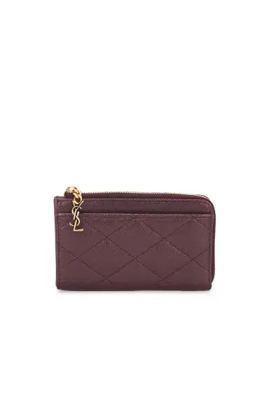 Saint Laurent Grain De Poudre Matelasse Zipped Card Case | Thumbnail 1