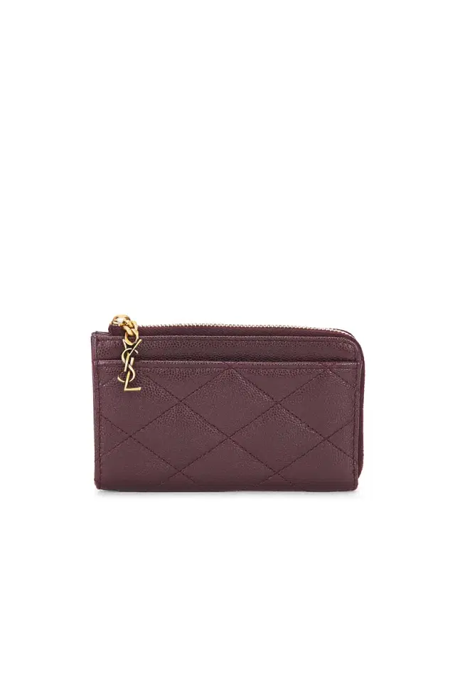 Saint Laurent Grain De Poudre Matelasse Zipped Card Case