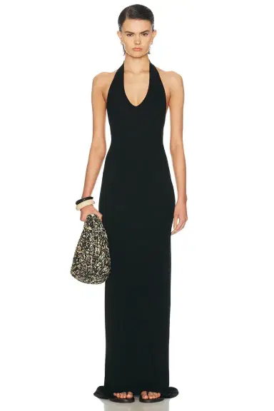 ENZA COSTA Silk Rib U Neck Halter Fluid Maxi Dress | Thumbnail 1