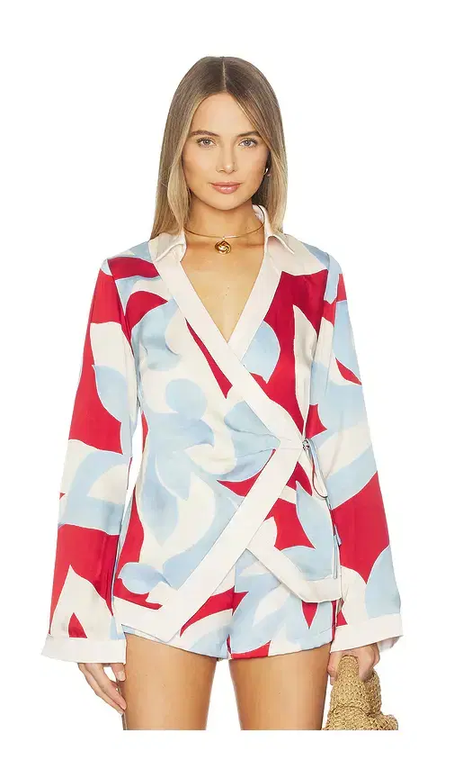 SEVEN WONDERS Amoree Long Sleeve Wrap Shirt