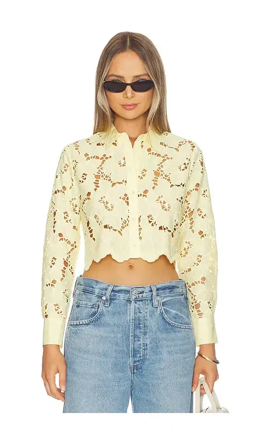 L'AGENCE Seychelle Cropped Button Down Top