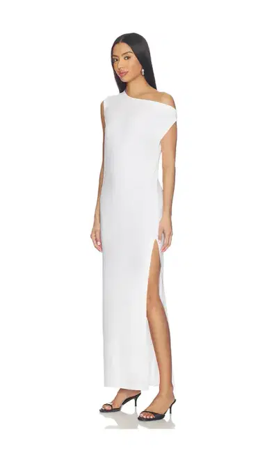 Norma Kamali x Lifestyle Drop Shoulder Long Dress With Side Slit | Thumbnail 2