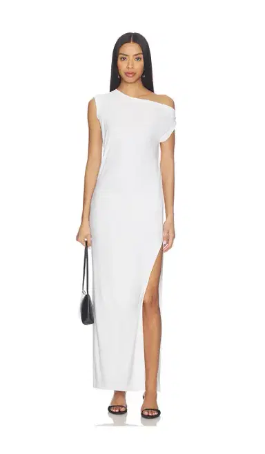 Norma Kamali x Lifestyle Drop Shoulder Long Dress With Side Slit | Thumbnail 1
