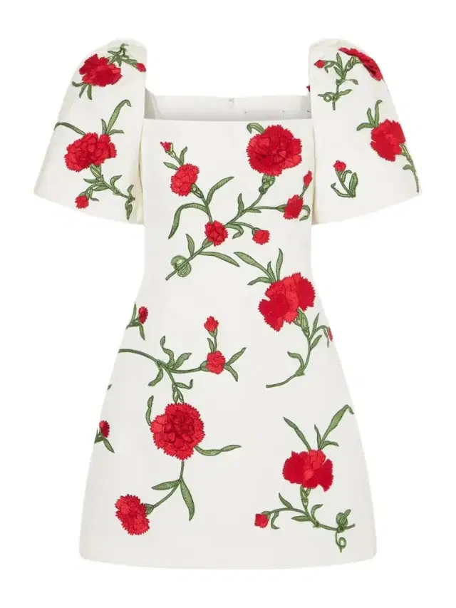 Embellished Floral Silk-faille Mini Dress