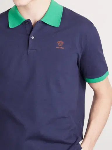 Versace Logo-Embroidered Cotton-Piqué Polo Shirt | Thumbnail 5